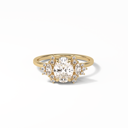 Oval Cluster Lab Grown Diamond Engagement Ring
