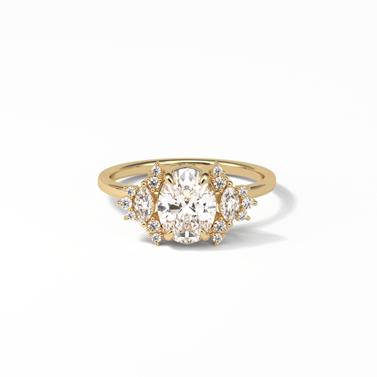Oval Cluster Lab Grown Diamond Engagement Ring