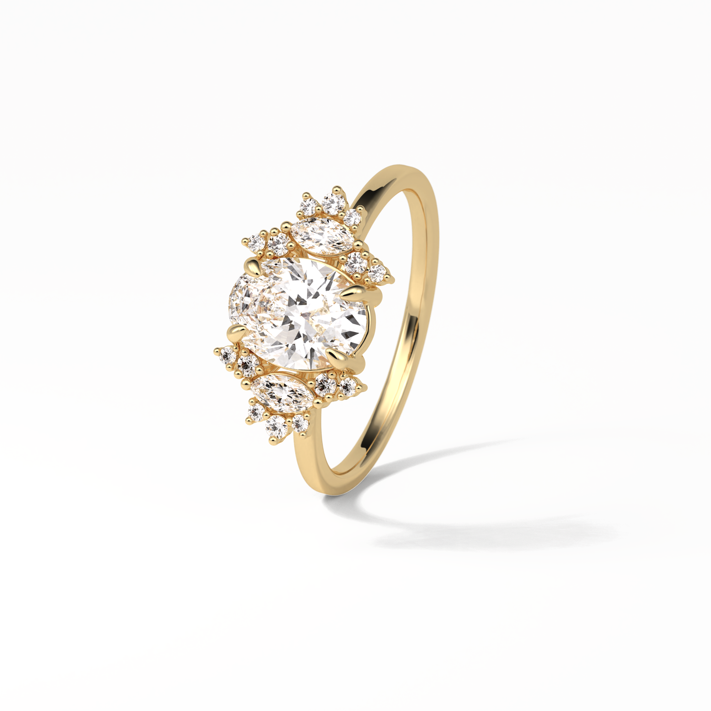 Oval Cluster Lab Grown Diamond Engagement Ring