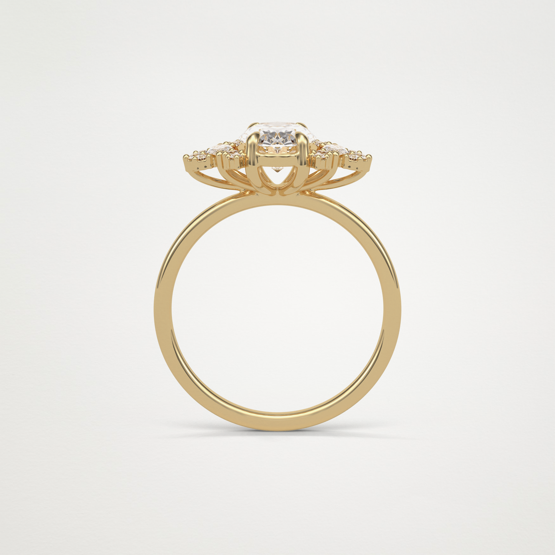 Oval Cluster Lab Grown Diamond Engagement Ring
