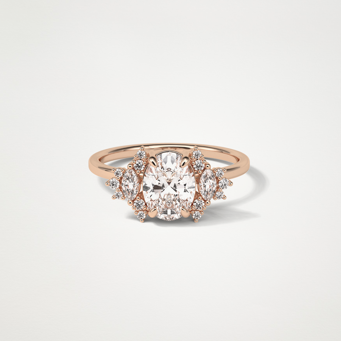 Oval Cluster Lab Grown Diamond Engagement Ring