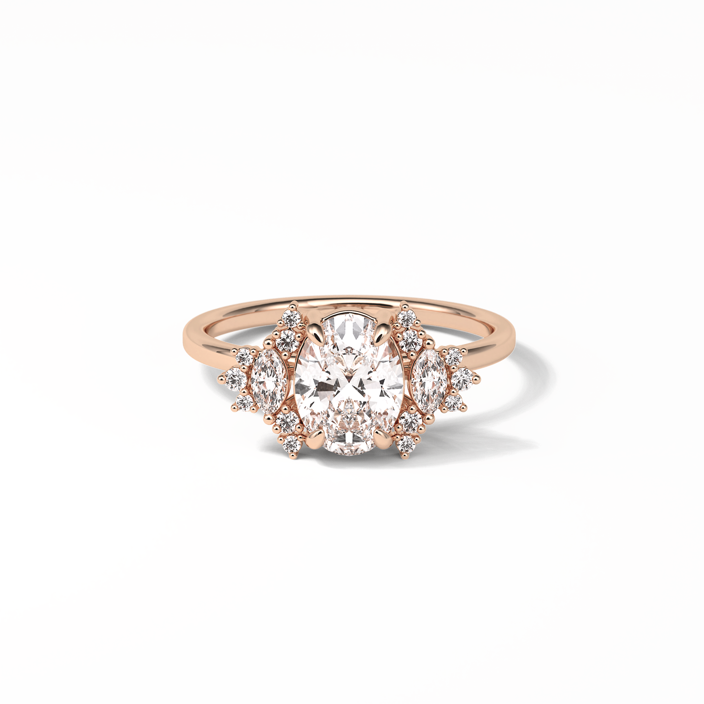Oval Cluster Lab Grown Diamond Engagement Ring