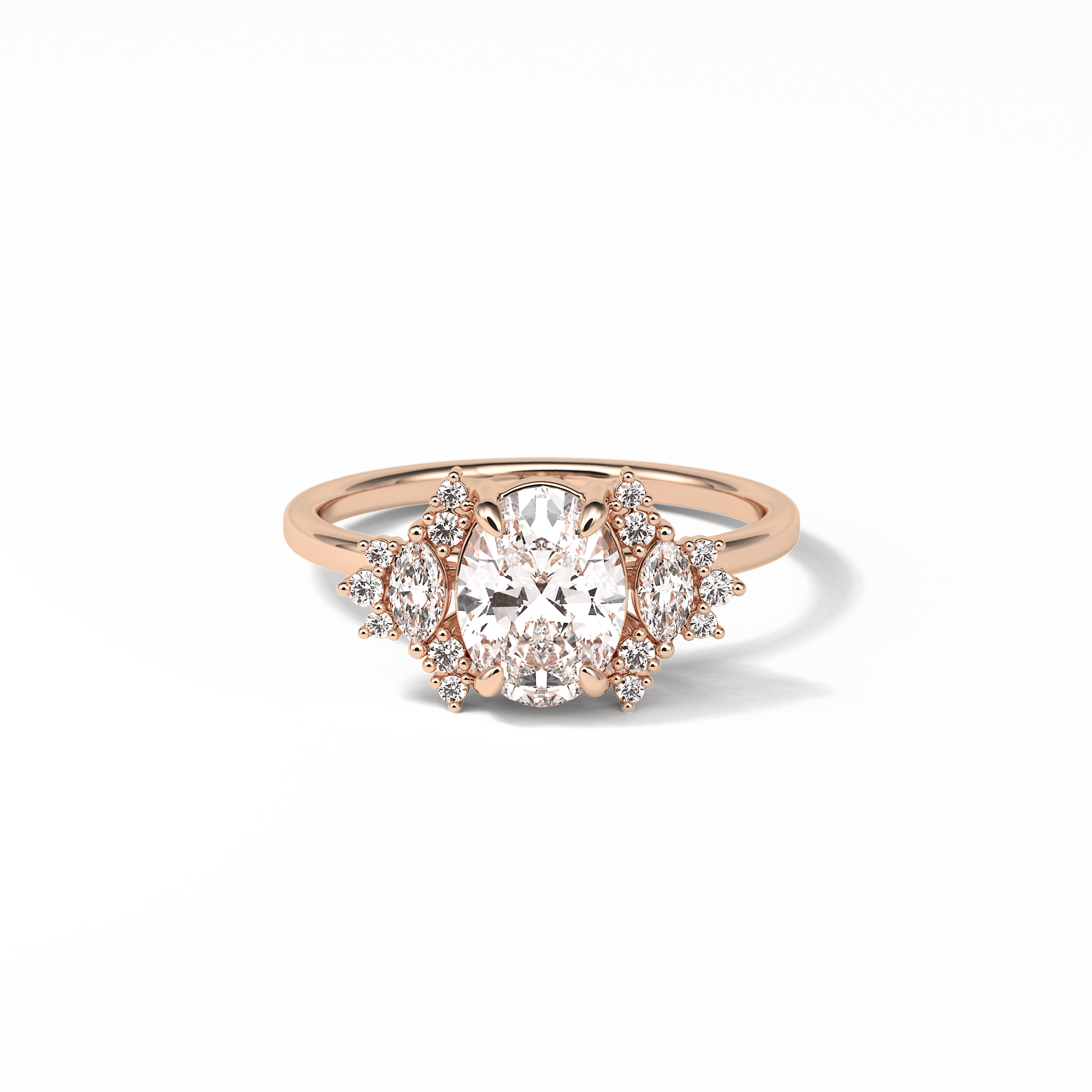 Oval Cluster Lab Grown Diamond Engagement Ring