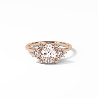 Oval Cluster Lab Grown Diamond Engagement Ring