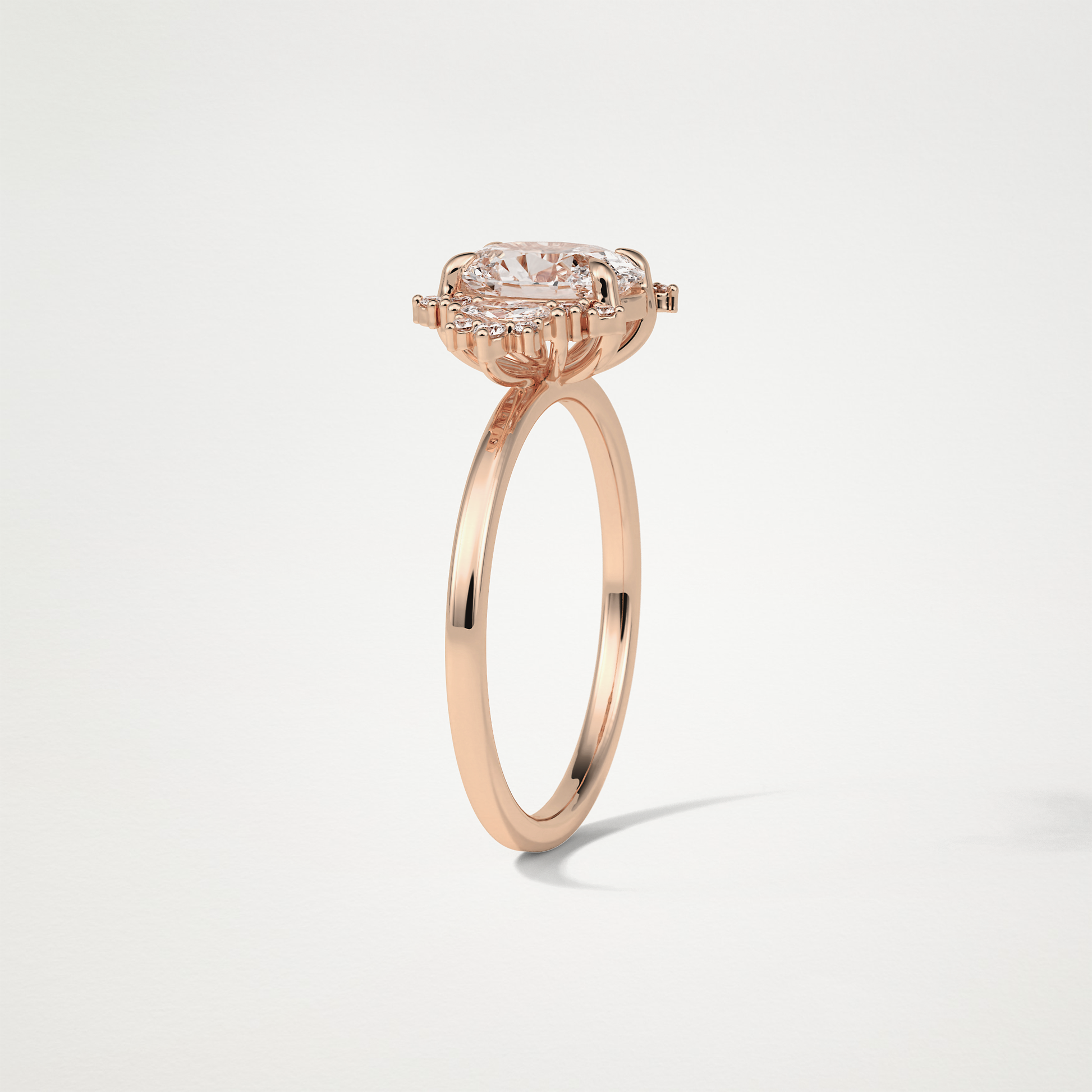 Oval Cluster Lab Grown Diamond Engagement Ring