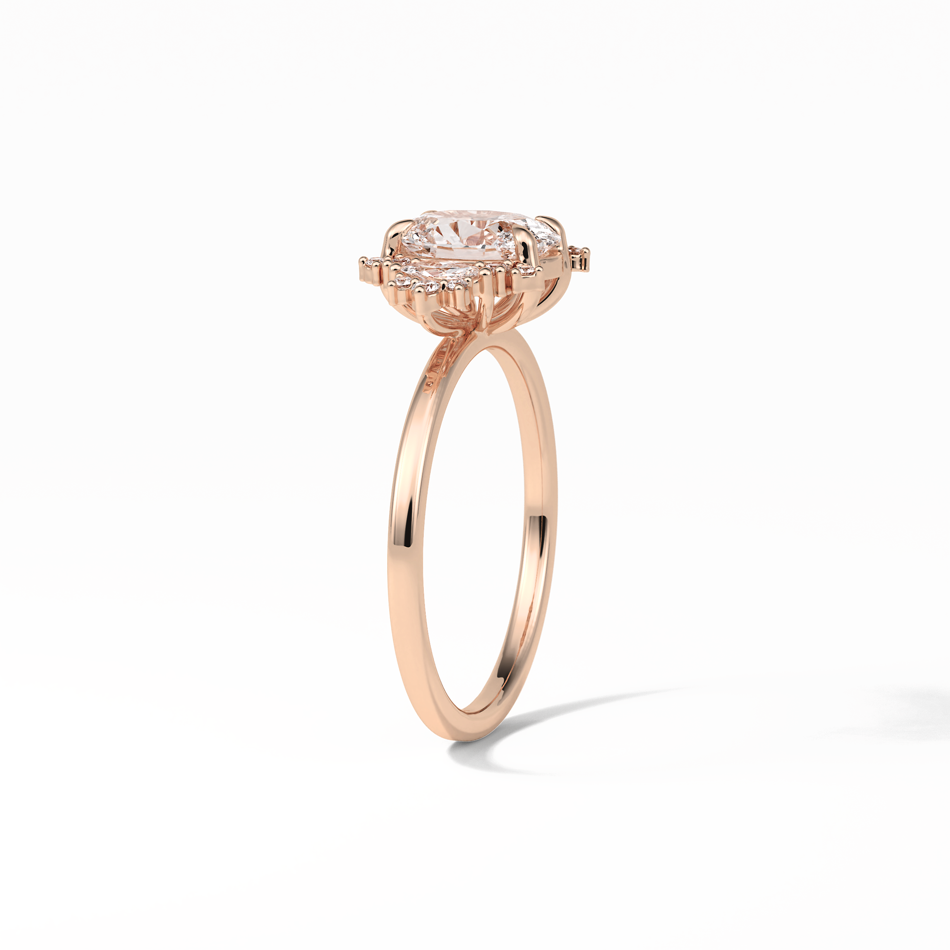 Oval Cluster Lab Grown Diamond Engagement Ring