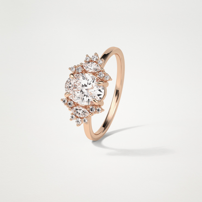 Oval Cluster Lab Grown Diamond Engagement Ring