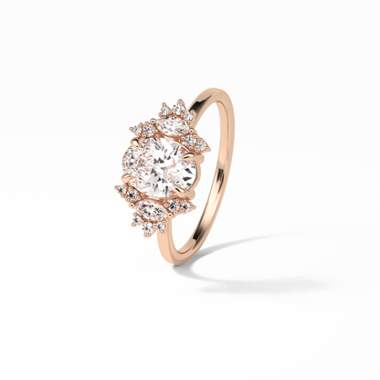 Oval Cluster Lab Grown Diamond Engagement Ring
