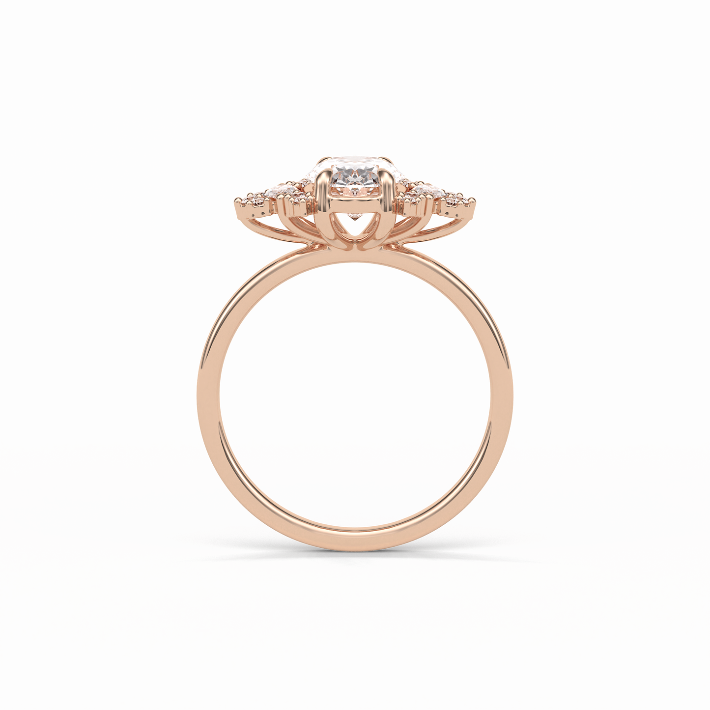 Oval Cluster Lab Grown Diamond Engagement Ring
