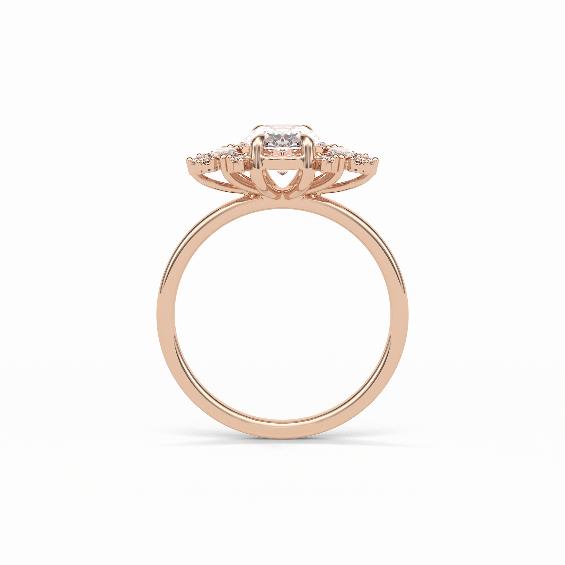 Oval Cluster Lab Grown Diamond Engagement Ring