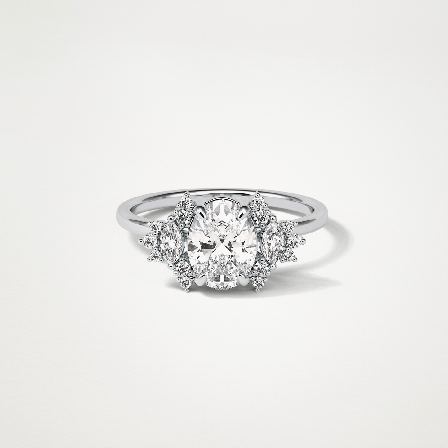 Oval Cluster Lab Grown Diamond Engagement Ring