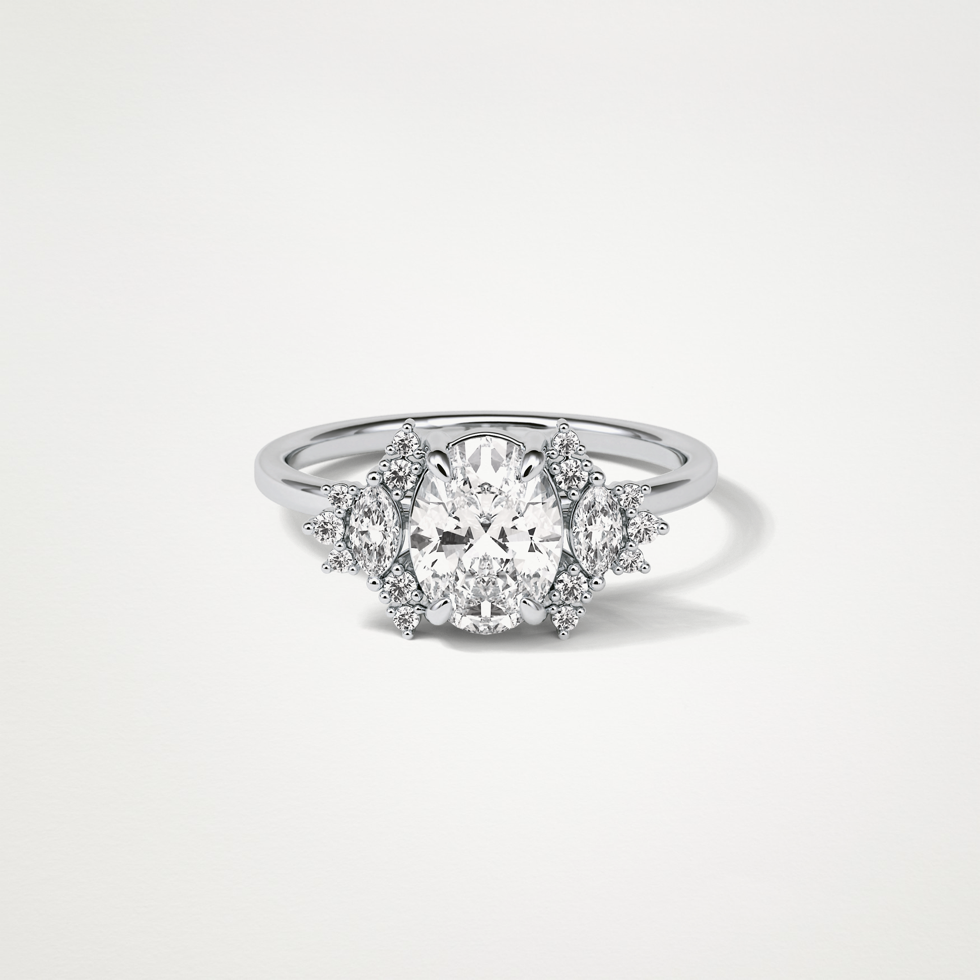 Oval Cluster Lab Grown Diamond Engagement Ring