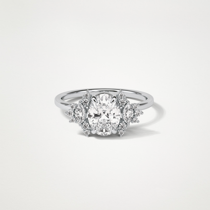 Oval Cluster Lab Grown Diamond Engagement Ring