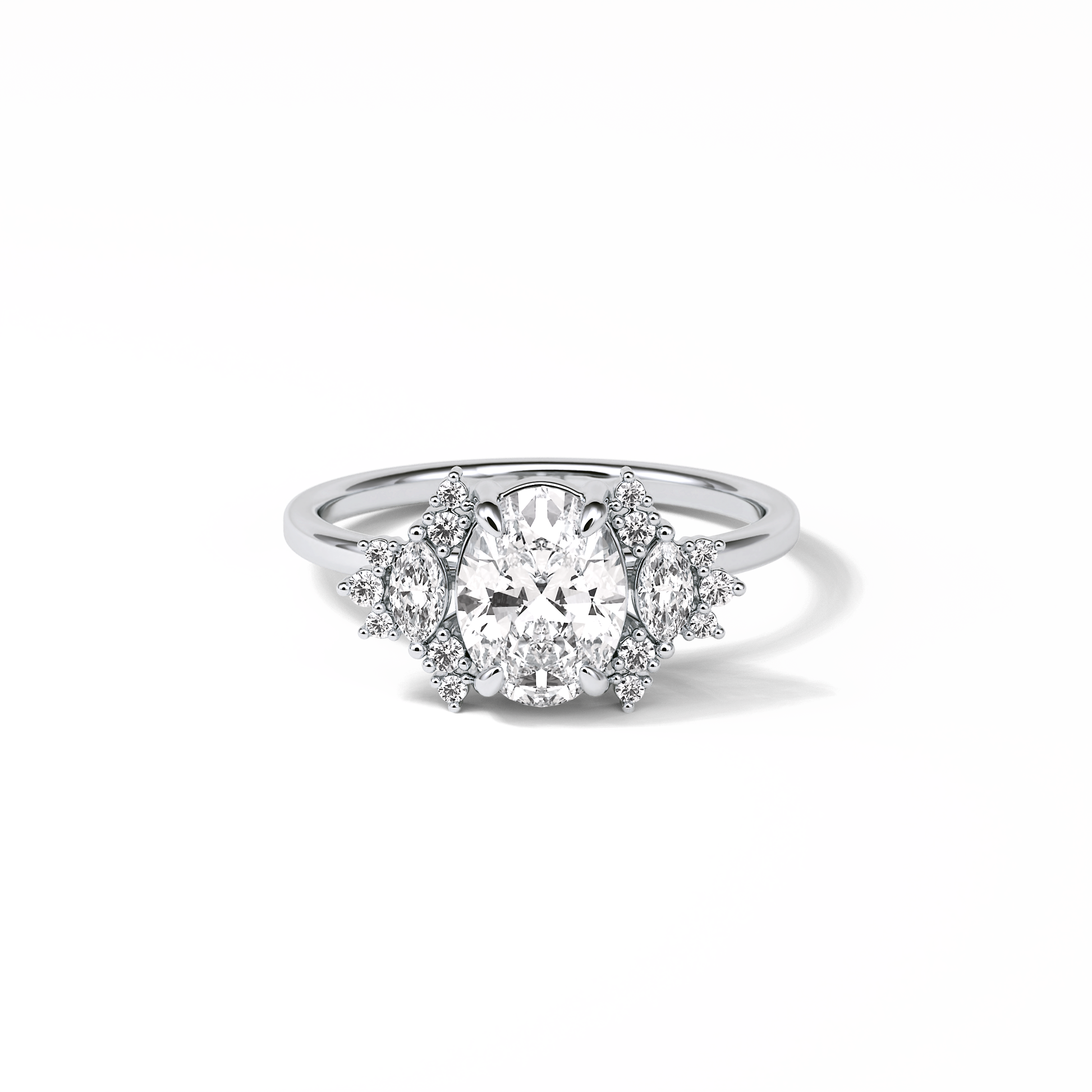 Oval Cluster Lab Grown Diamond Engagement Ring