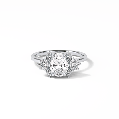 Oval Cluster Lab Grown Diamond Engagement Ring