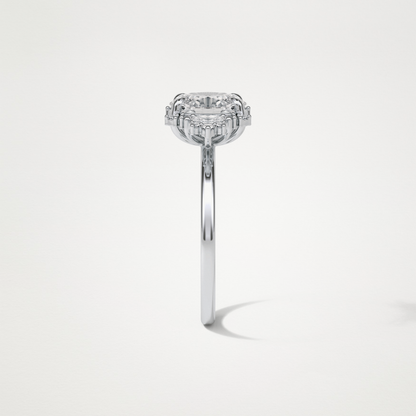 Oval Cluster Lab Grown Diamond Engagement Ring