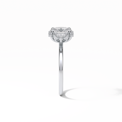 Oval Cluster Lab Grown Diamond Engagement Ring
