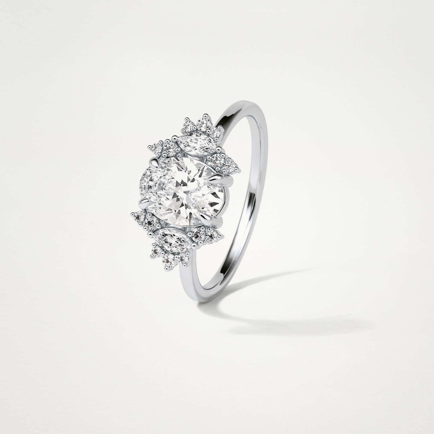 Oval Cluster Lab Grown Diamond Engagement Ring