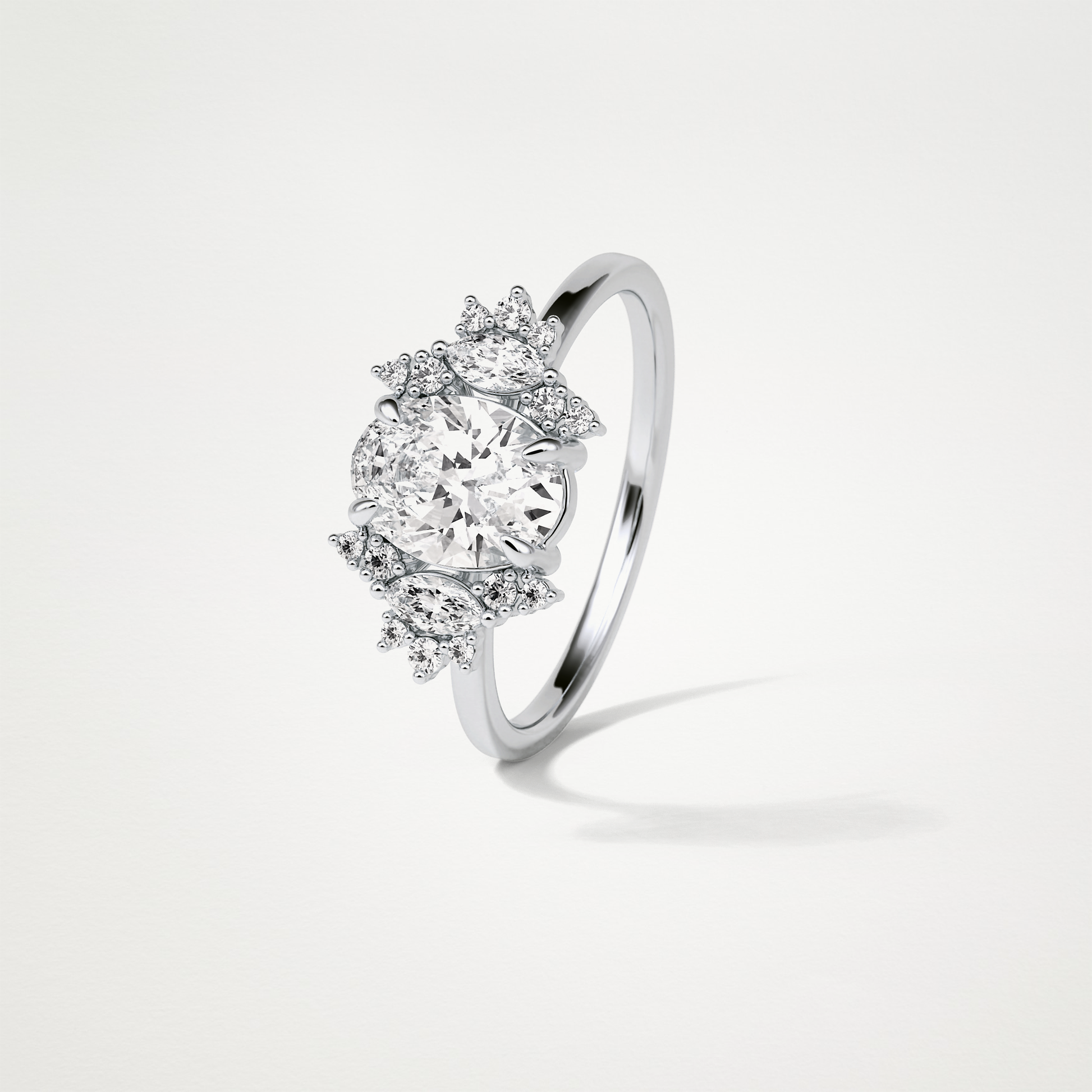 Oval Cluster Lab Grown Diamond Engagement Ring