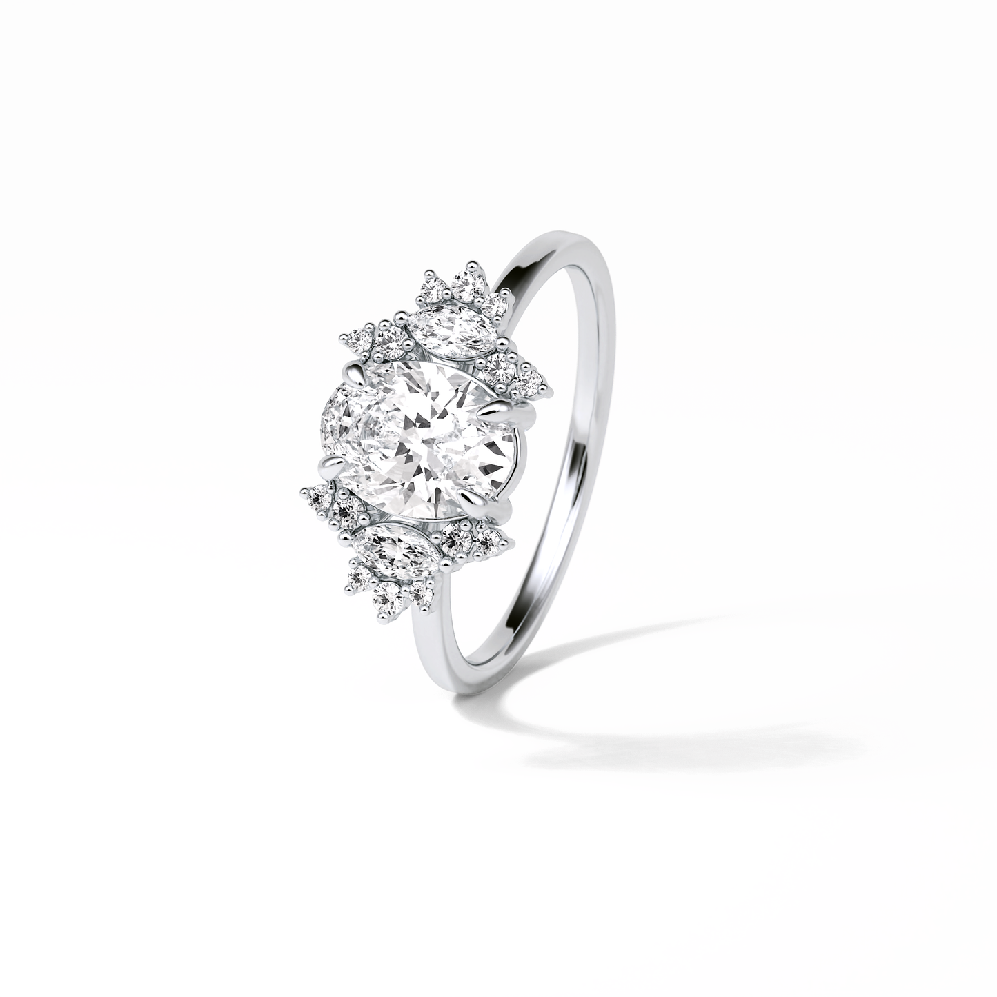 Oval Cluster Lab Grown Diamond Engagement Ring
