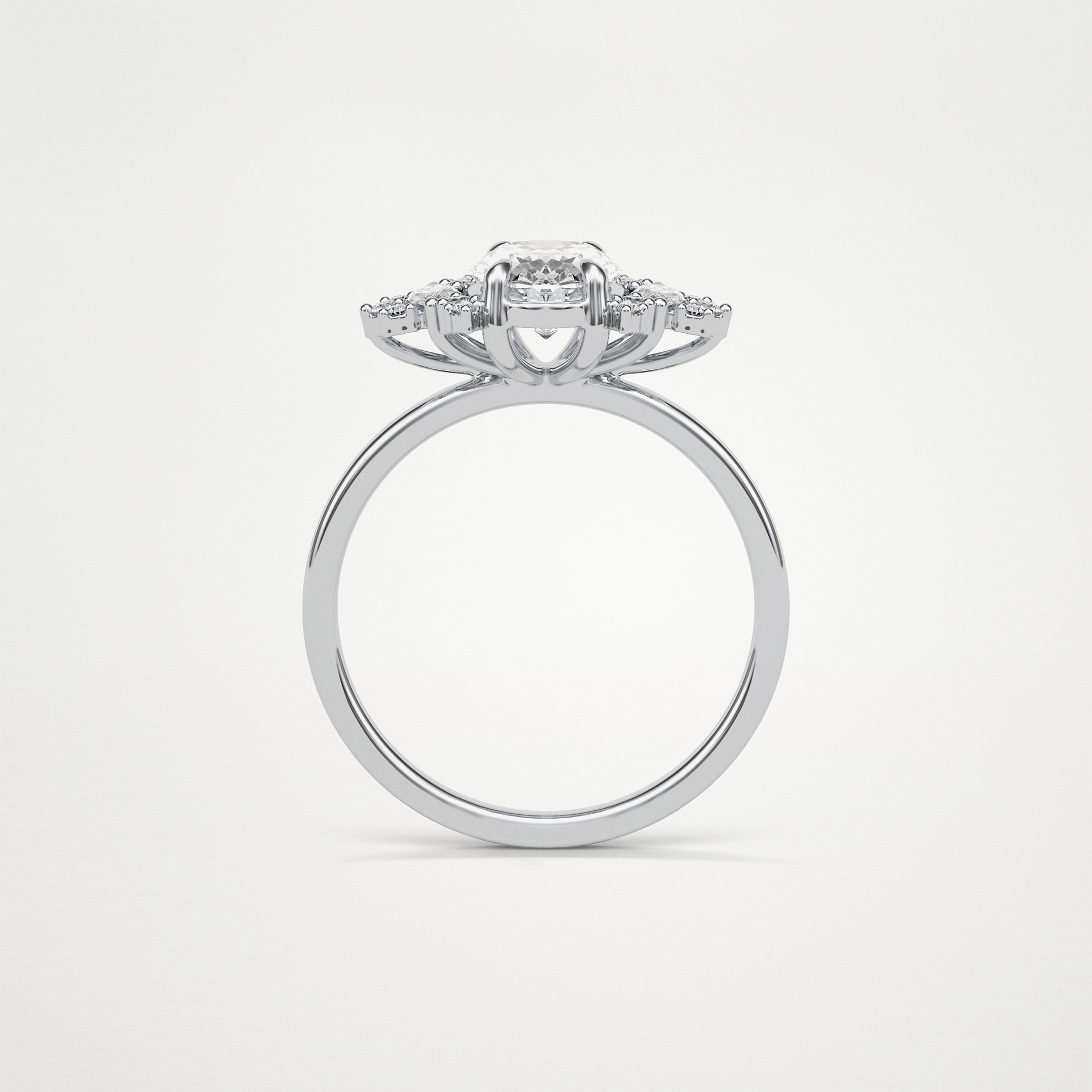 Oval Cluster Lab Grown Diamond Engagement Ring