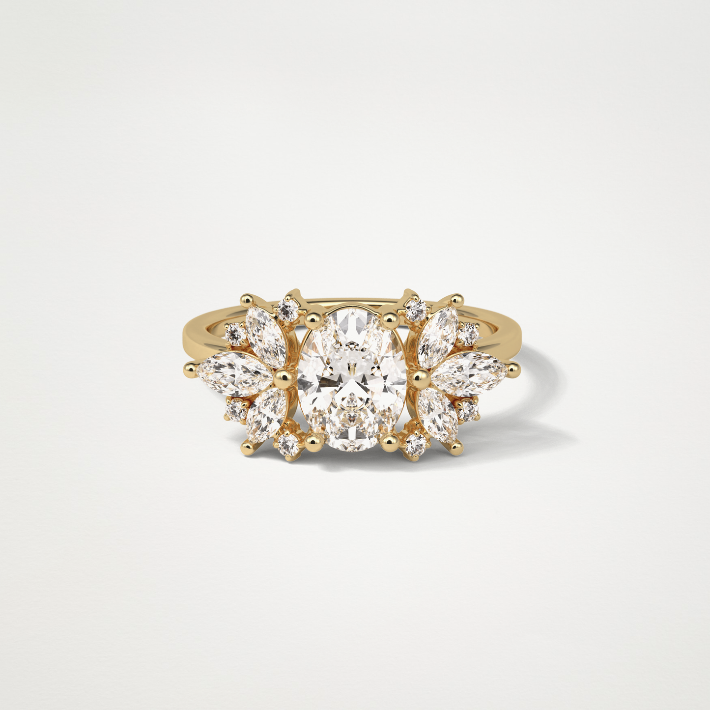 Oval Cluster Lab Grown Diamond Engagement Ring