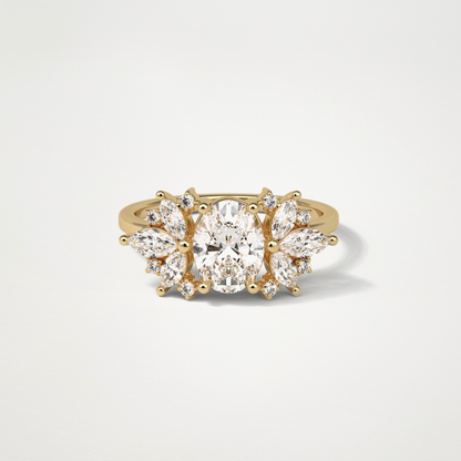 Oval Cluster Lab Grown Diamond Engagement Ring