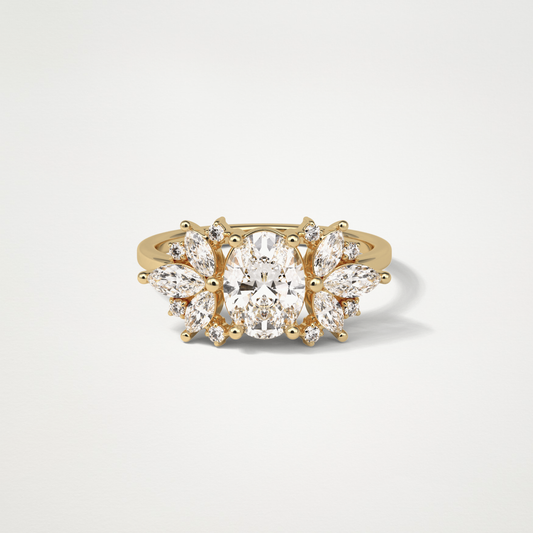 Oval Cluster Lab Grown Diamond Engagement Ring