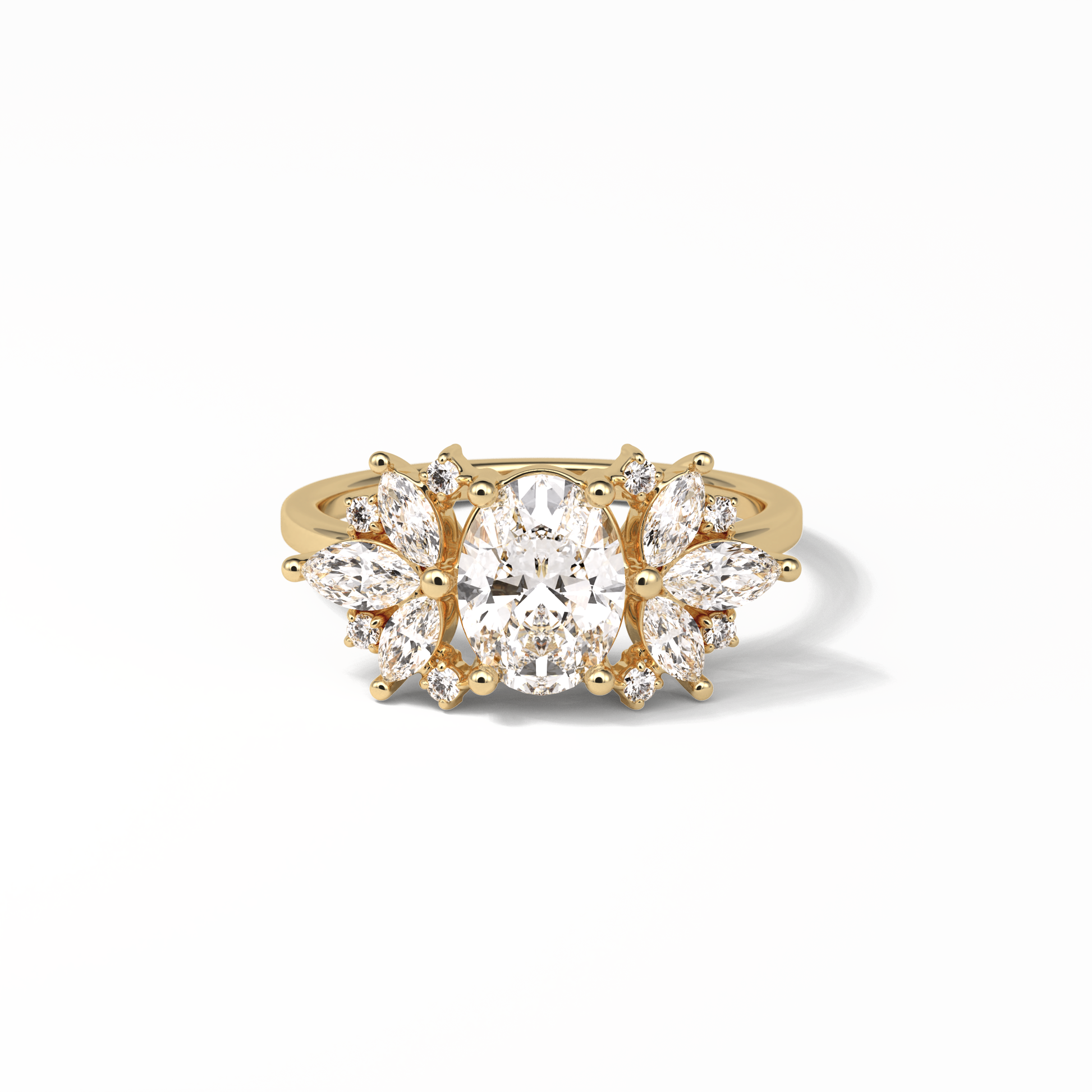 Oval Cluster Lab Grown Diamond Engagement Ring