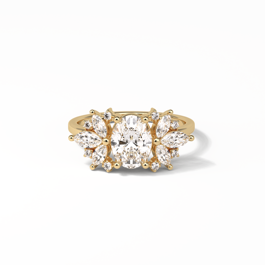 Oval Cluster Lab Grown Diamond Engagement Ring