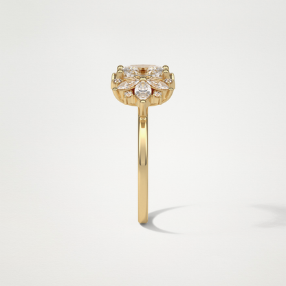 Oval Cluster Lab Grown Diamond Engagement Ring