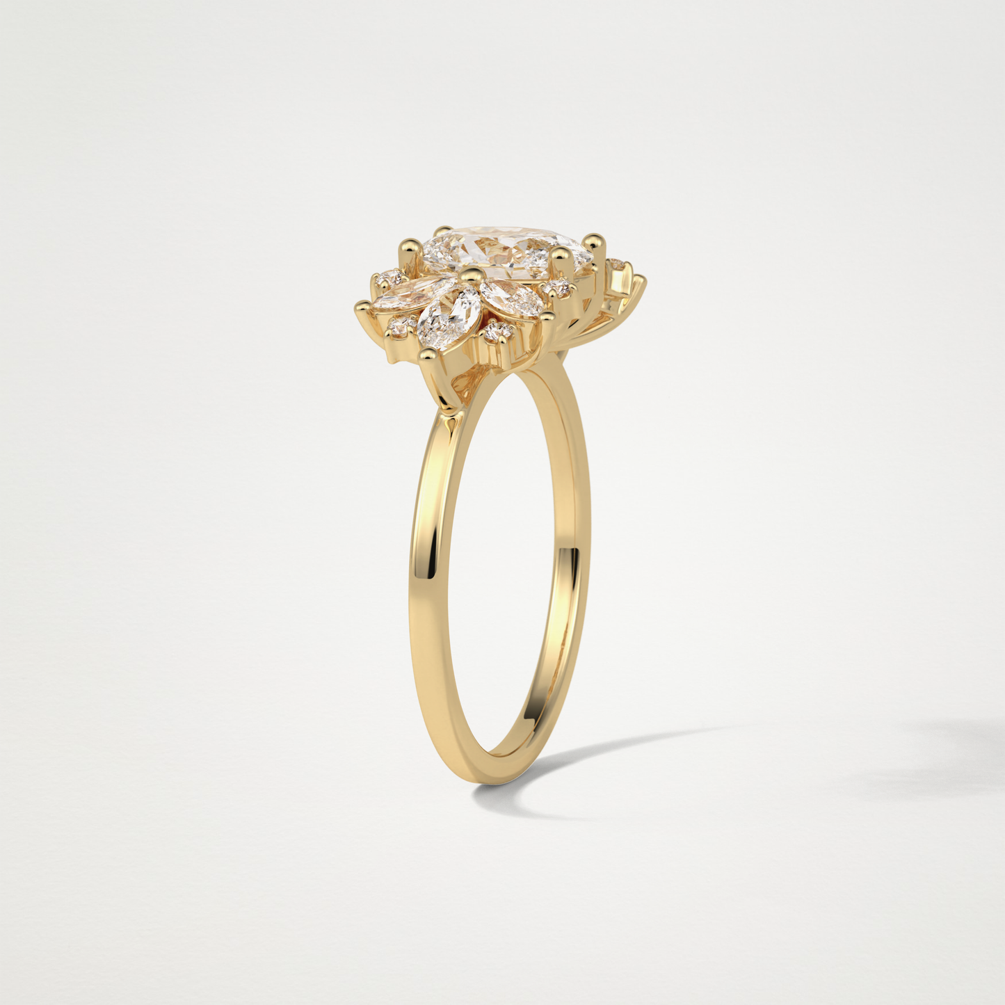 Oval Cluster Lab Grown Diamond Engagement Ring