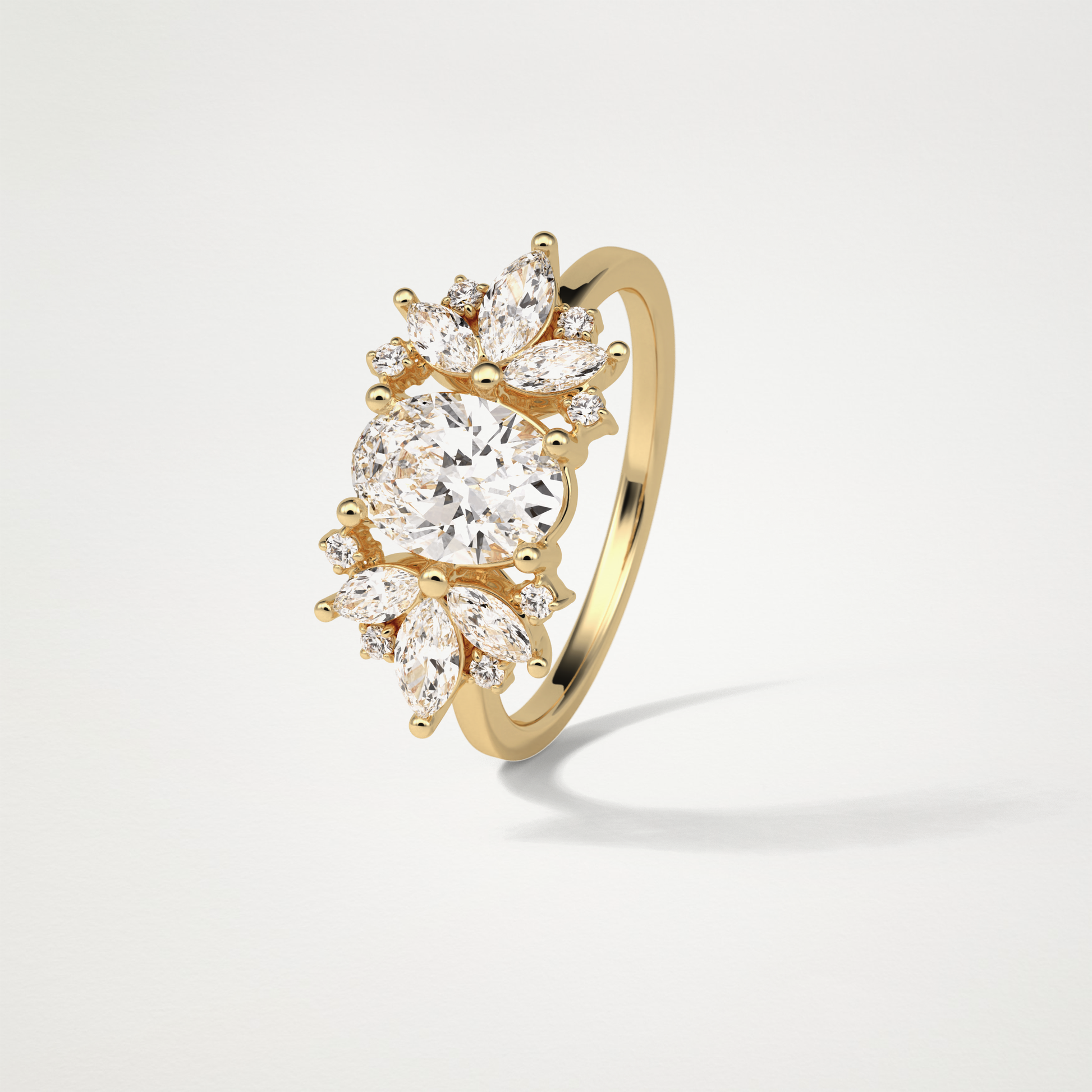 Oval Cluster Lab Grown Diamond Engagement Ring