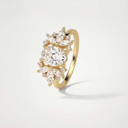 Oval Cluster Lab Grown Diamond Engagement Ring