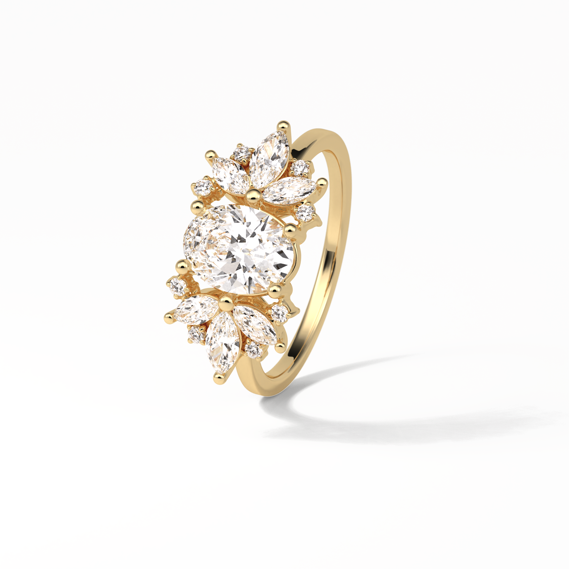 Oval Cluster Lab Grown Diamond Engagement Ring