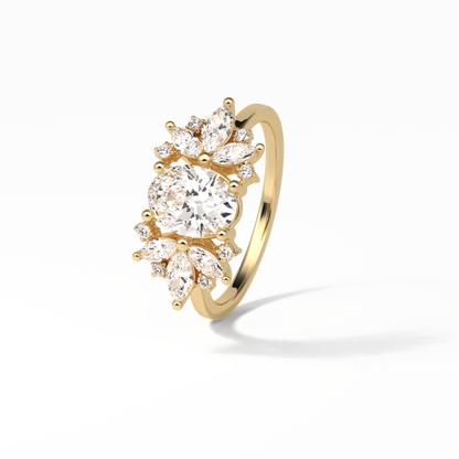 Oval Cluster Lab Grown Diamond Engagement Ring