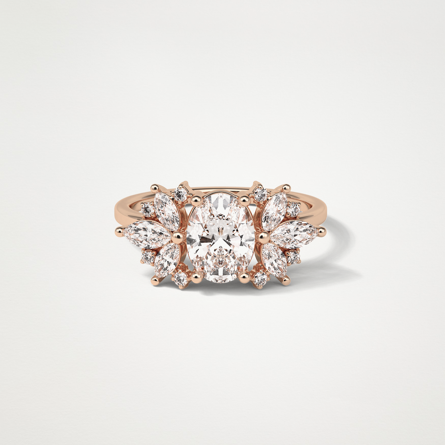 Oval Cluster Lab Grown Diamond Engagement Ring
