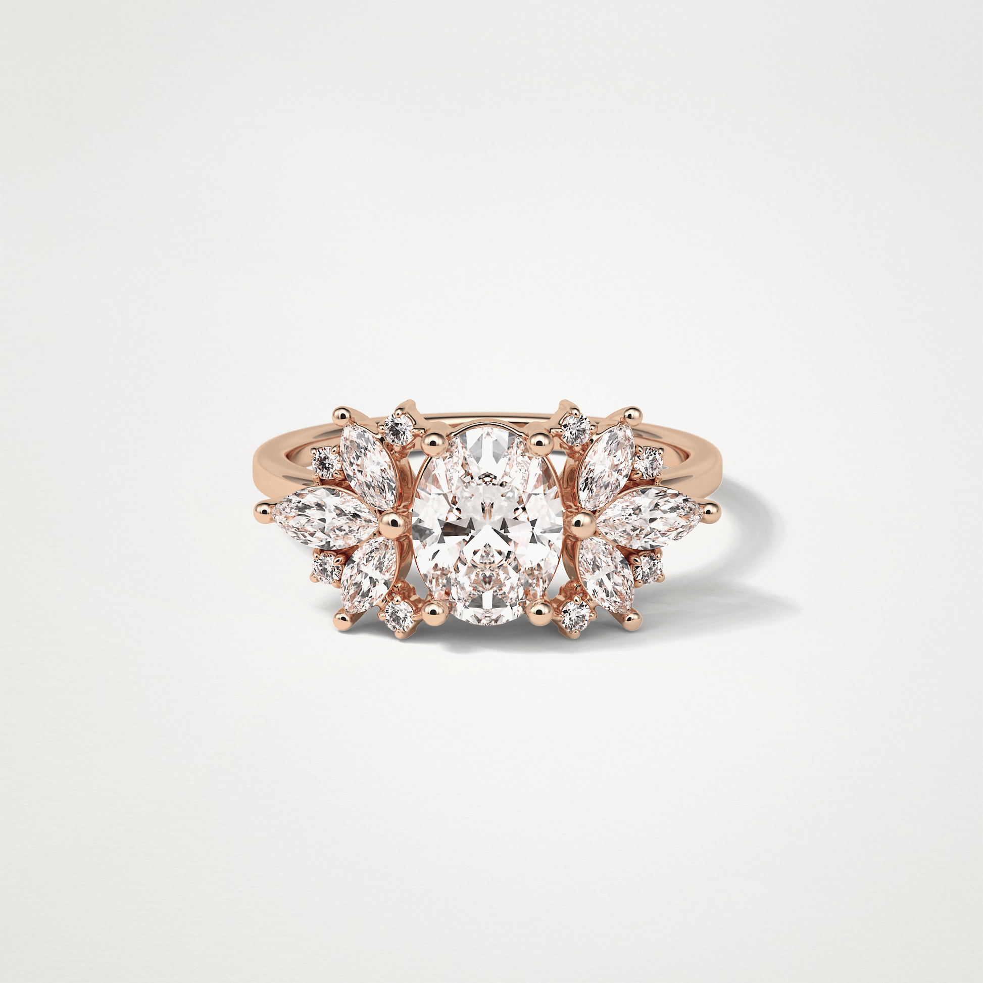 Oval Cluster Lab Grown Diamond Engagement Ring