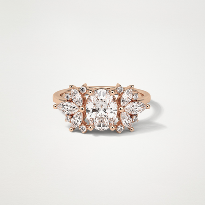 Oval Cluster Lab Grown Diamond Engagement Ring