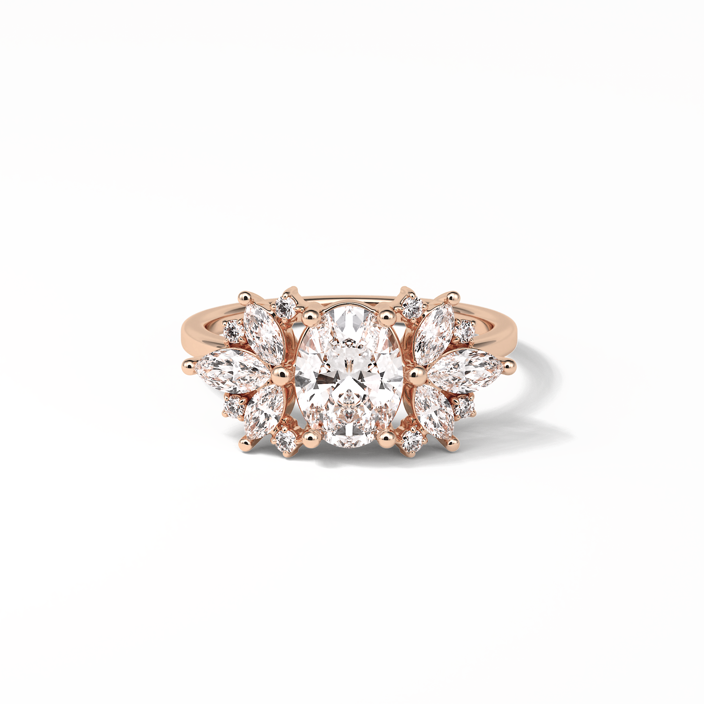 Oval Cluster Lab Grown Diamond Engagement Ring