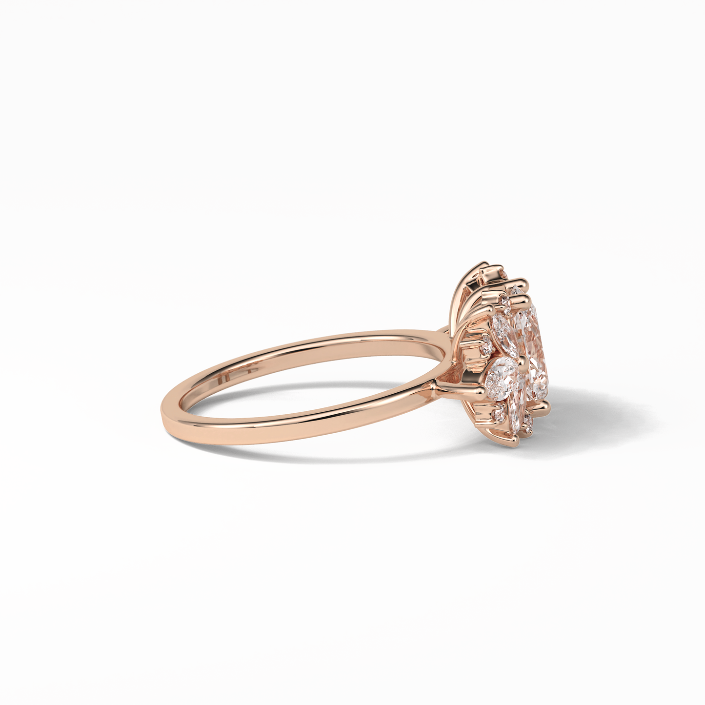 Oval Cluster Lab Grown Diamond Engagement Ring