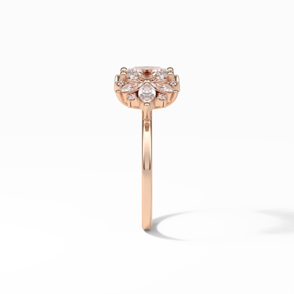Oval Cluster Lab Grown Diamond Engagement Ring