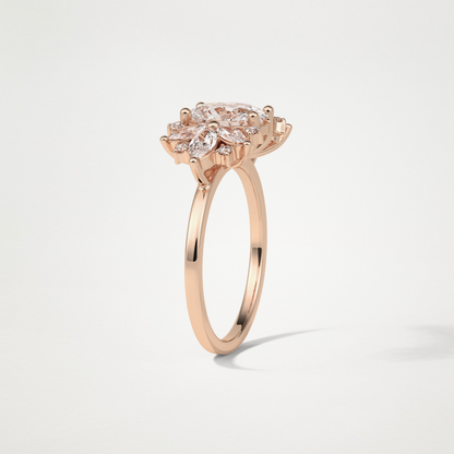 Oval Cluster Lab Grown Diamond Engagement Ring