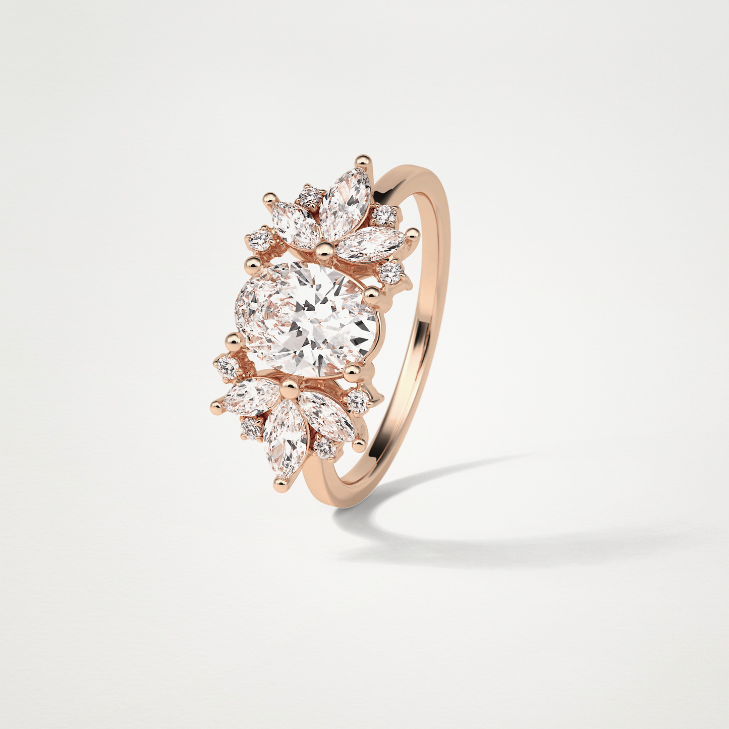 Oval Cluster Lab Grown Diamond Engagement Ring