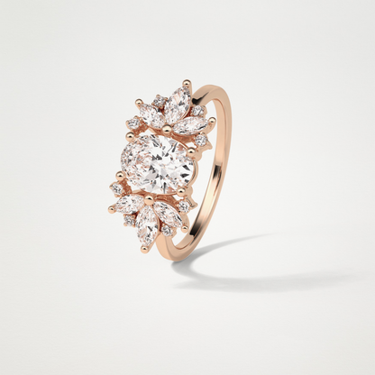 Oval Cluster Lab Grown Diamond Engagement Ring