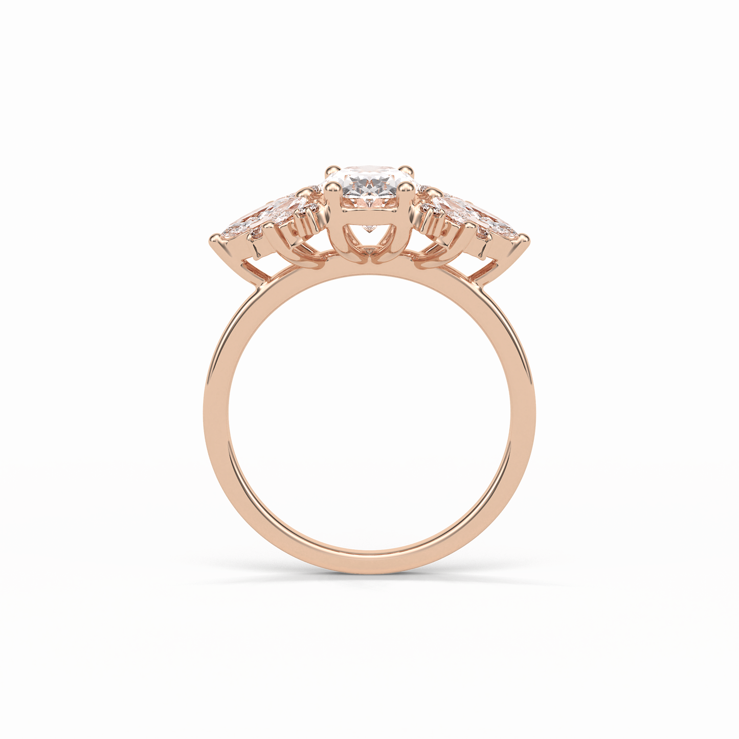Oval Cluster Lab Grown Diamond Engagement Ring