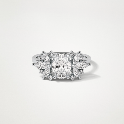 Oval Cluster Lab Grown Diamond Engagement Ring
