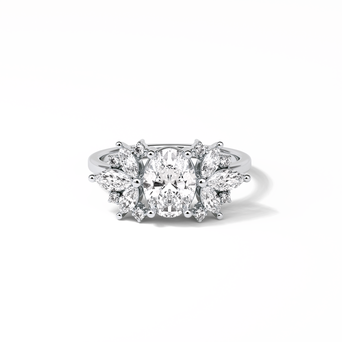 Oval Cluster Lab Grown Diamond Engagement Ring