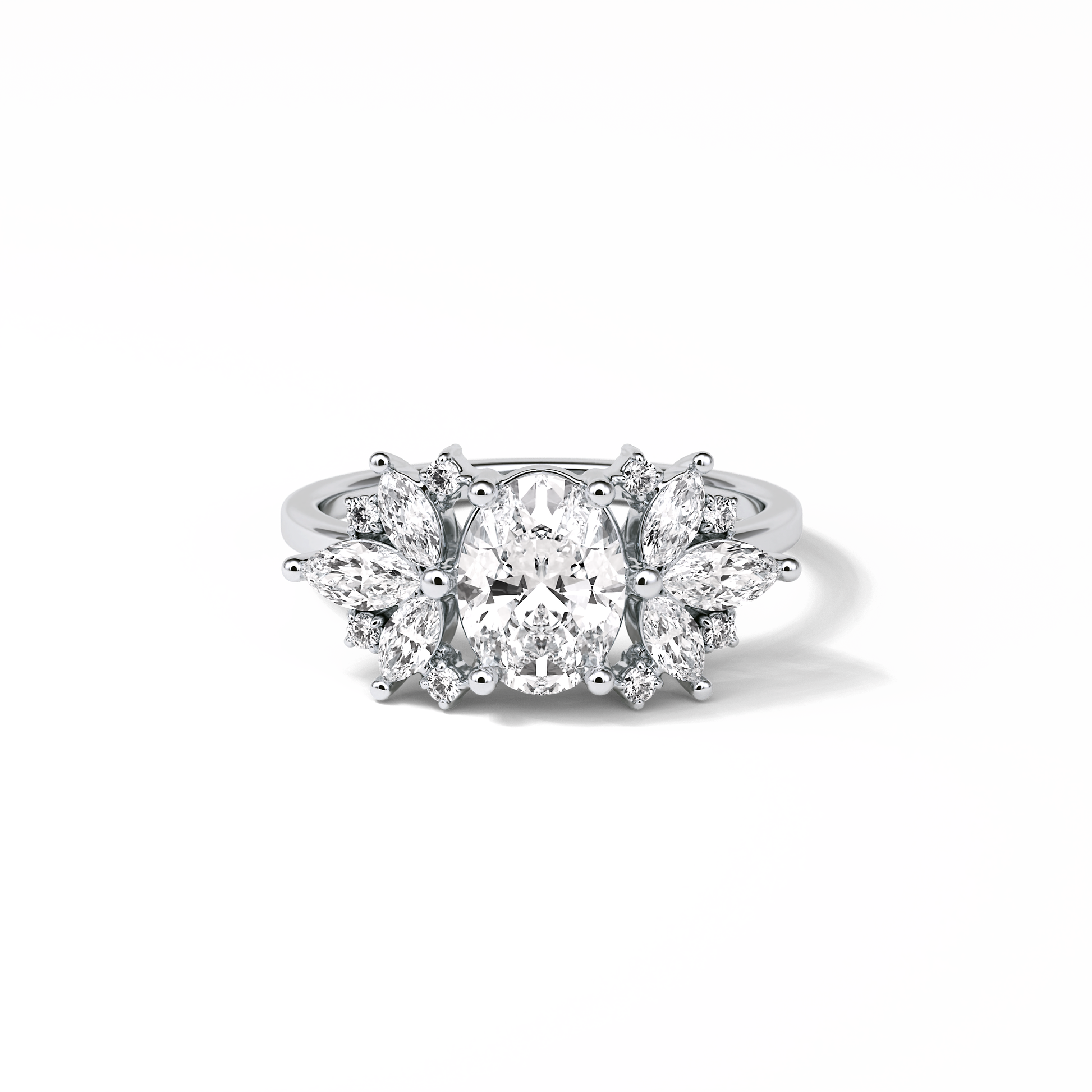 Oval Cluster Lab Grown Diamond Engagement Ring