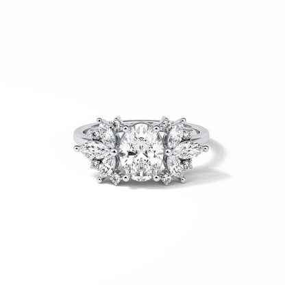 Oval Cluster Lab Grown Diamond Engagement Ring